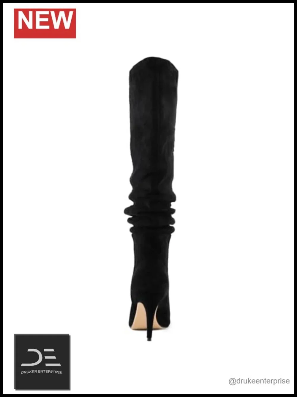 Faux Suede Pointed Toe Stiletto Heel Slouchy Knee-High Boots